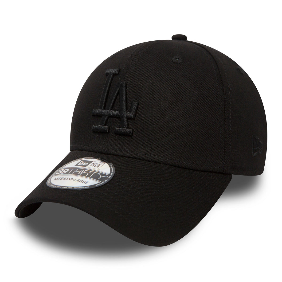 LA Dodgers Essential Black On Black 39THIRTY Stretch Fit Cap